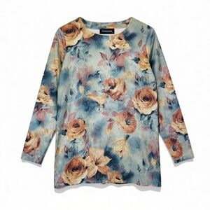 4/$20 Sadimara Velvet Floral Tunic Top - Size Medium
